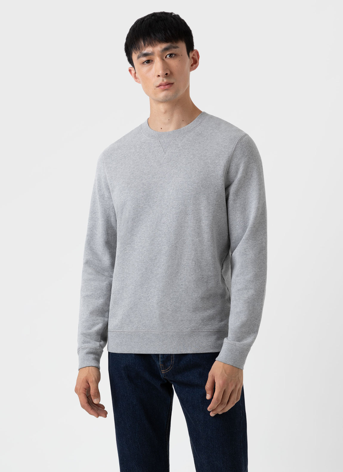 Men's Loopback Sweatshirt in Grey Melange | Sunspel