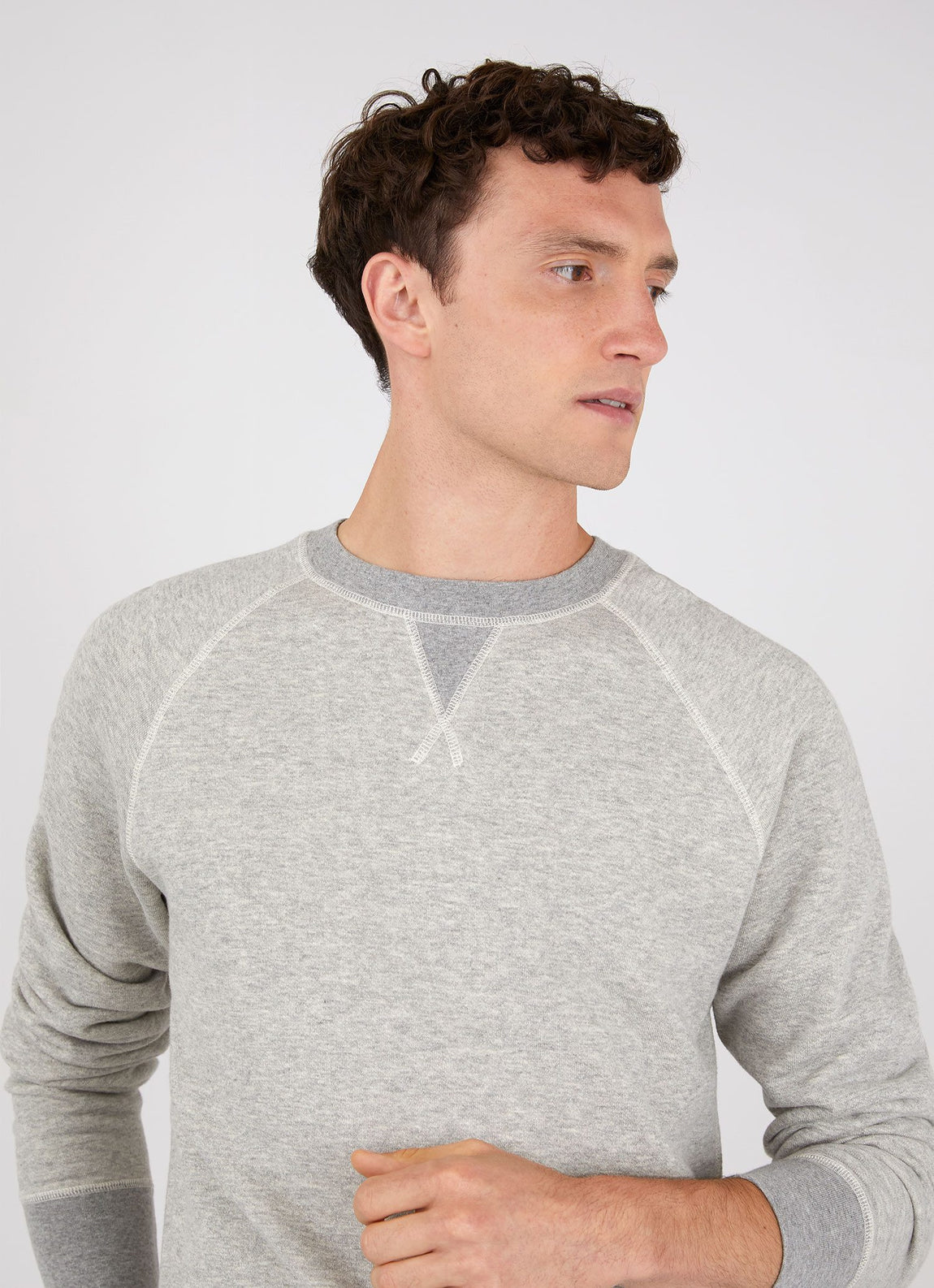 Men's Japanese Loopwheel Sweatshirt in Mid Grey Melange