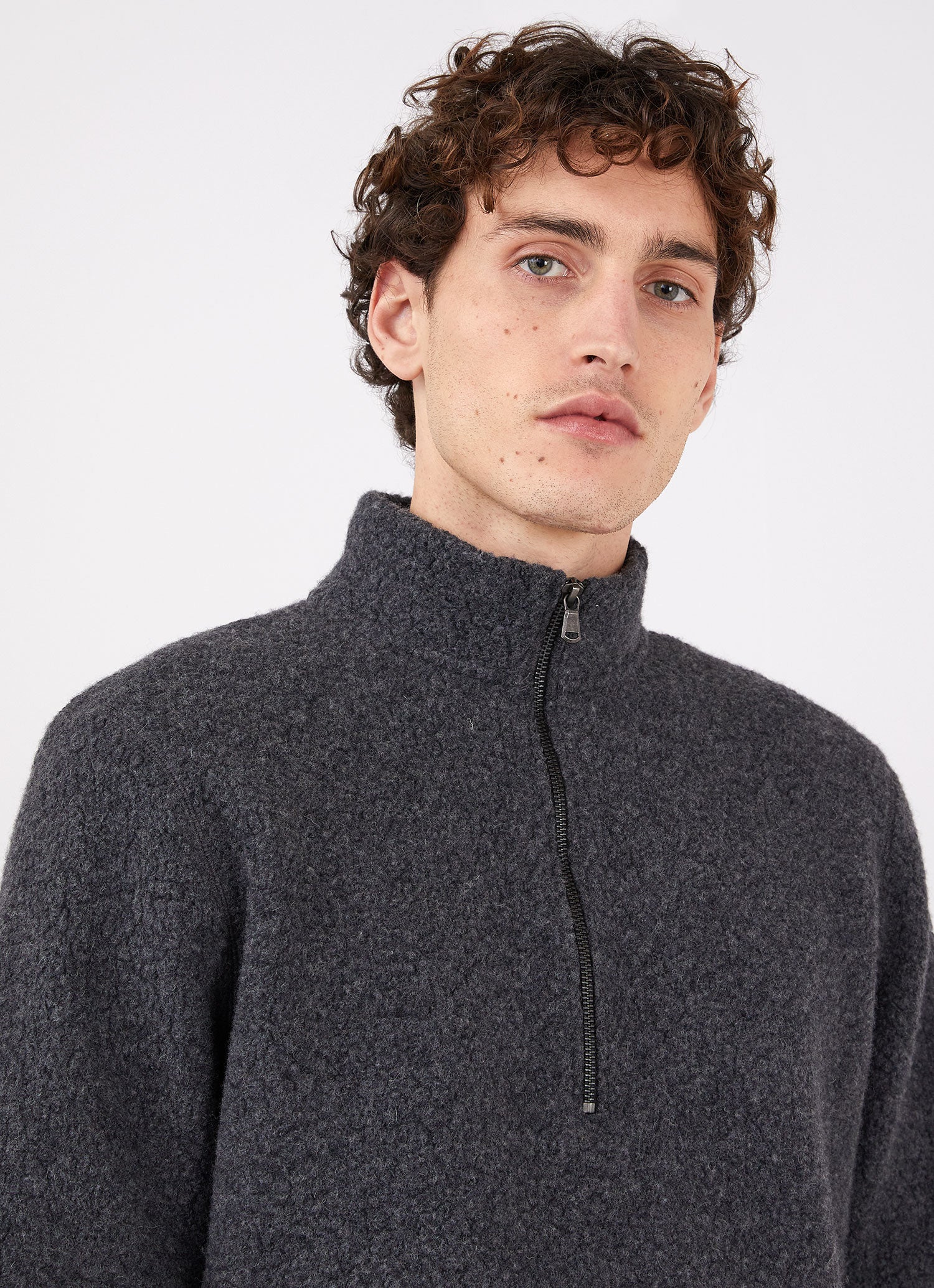 Wool Fleece Zip Neck
