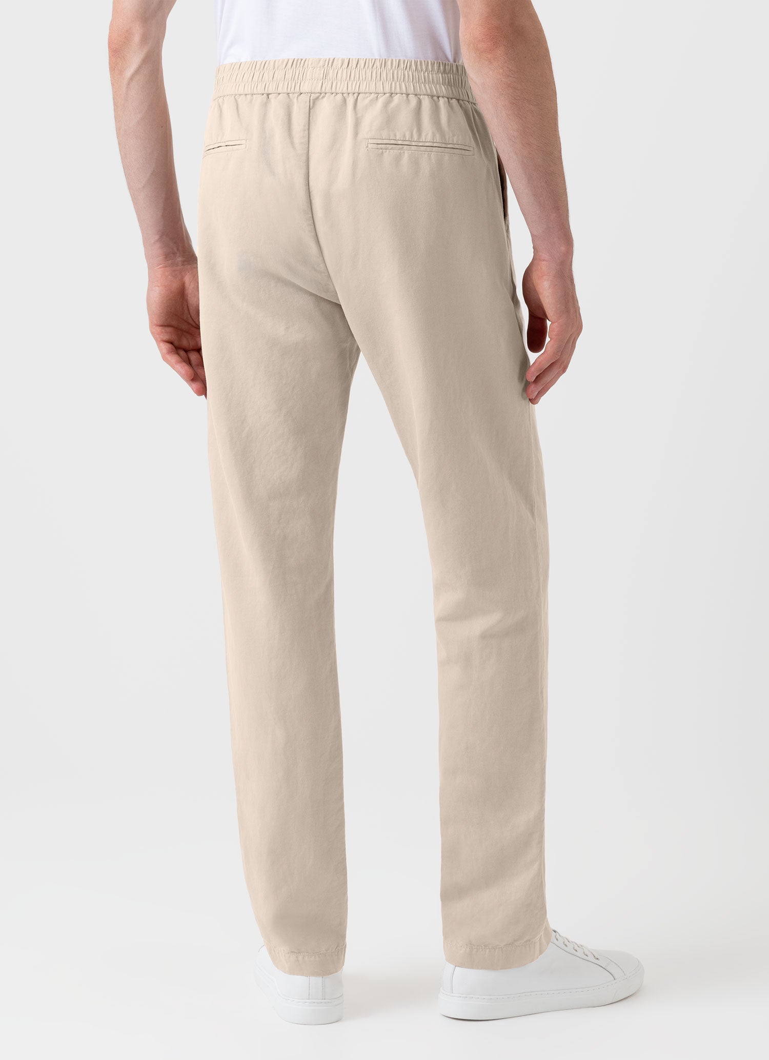 Men's Cotton Linen Drawstring  Trouser in Light Sand