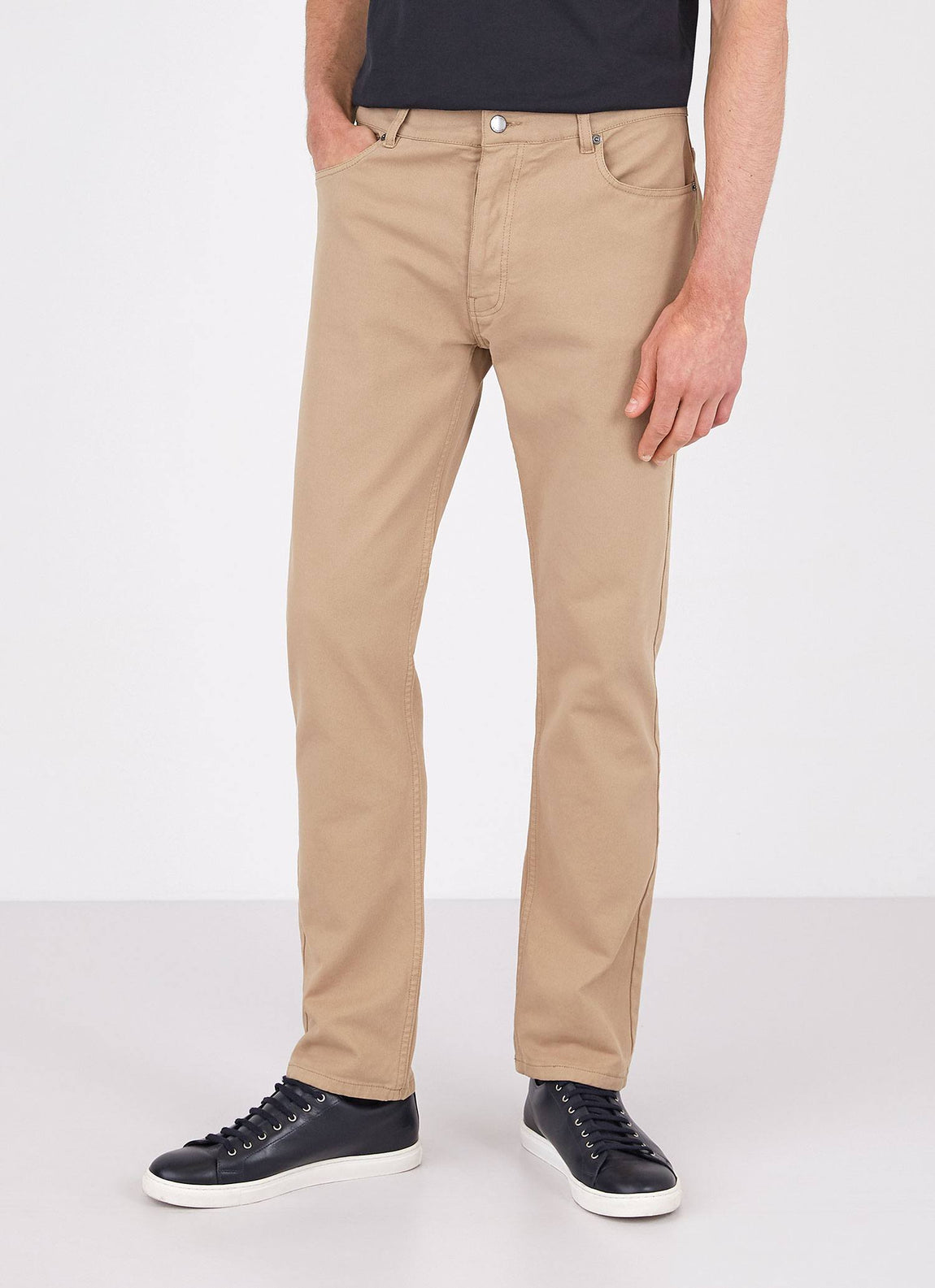 Men's Cotton Drill 5 Pocket Trouser in Stone | Sunspel