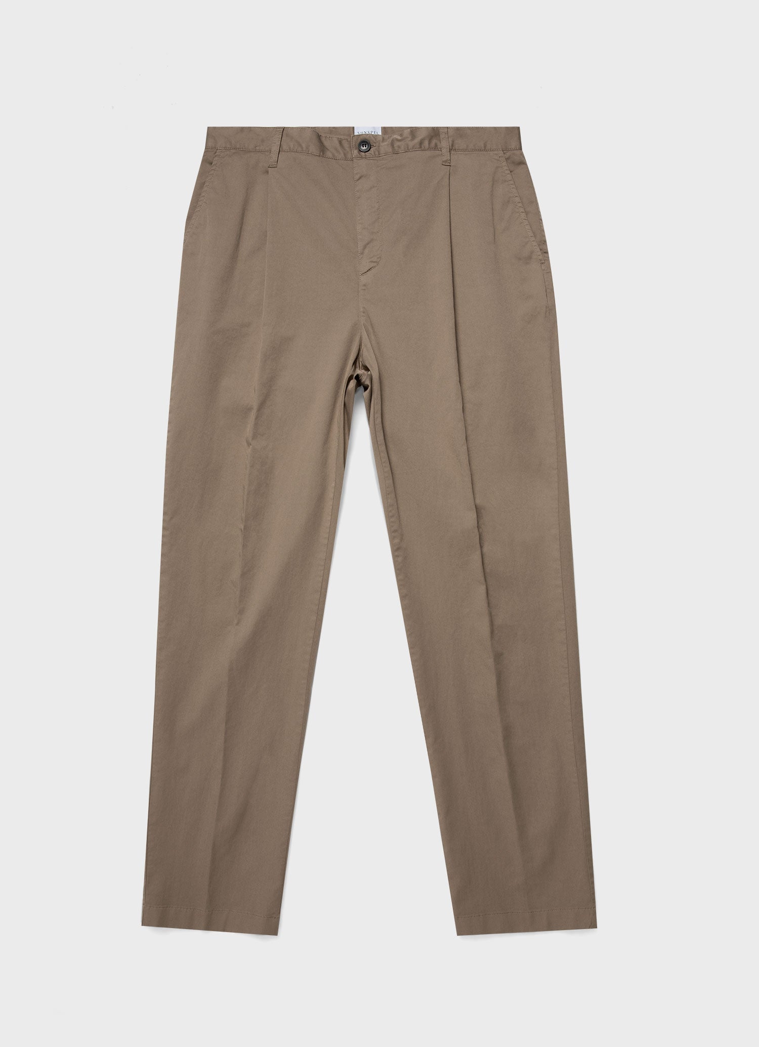 Men's Pleated Twill Trouser in Dark Stone Sunspel