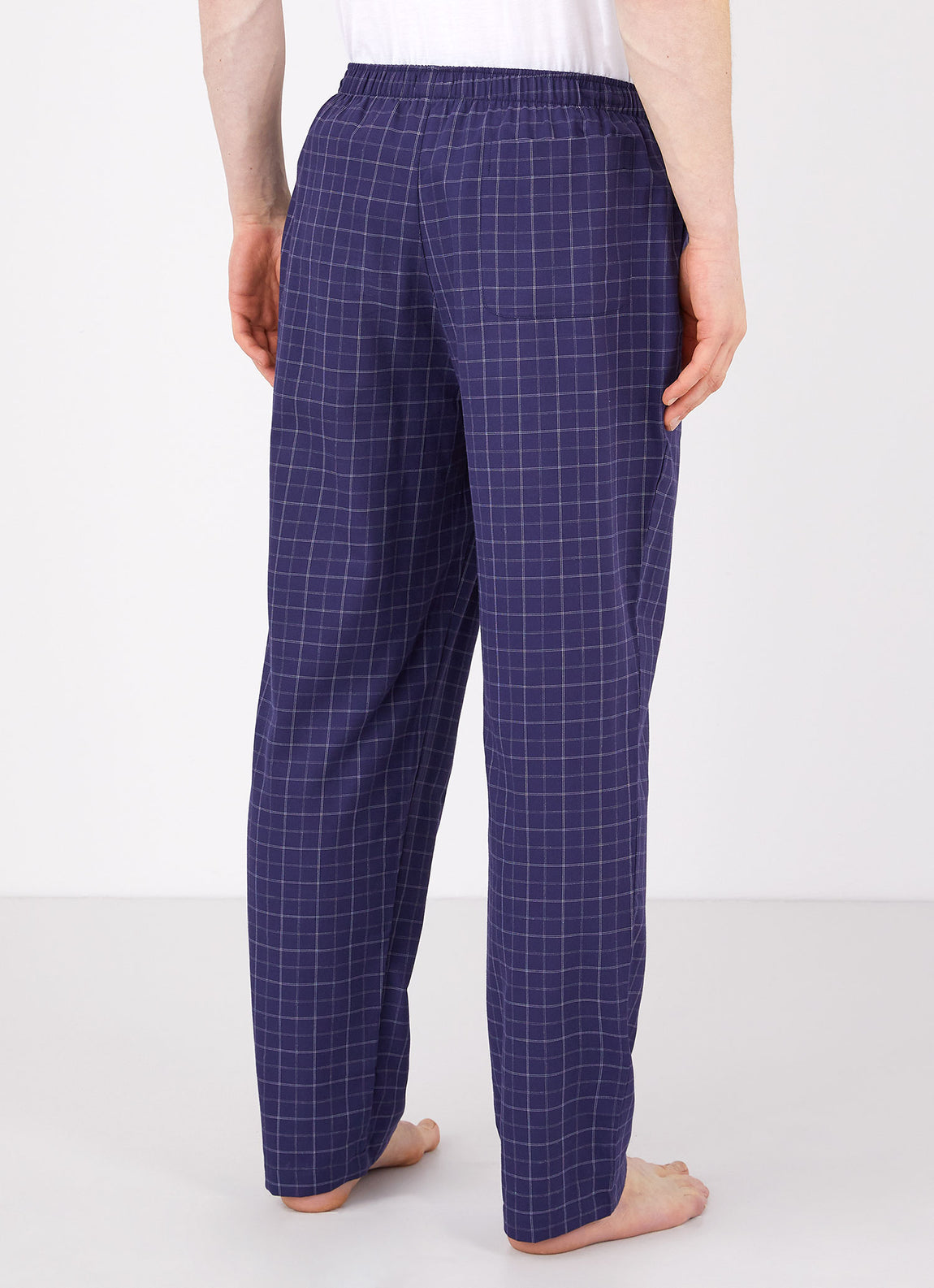 Men's Cotton Flannel Pyjama Trouser in Navy Check