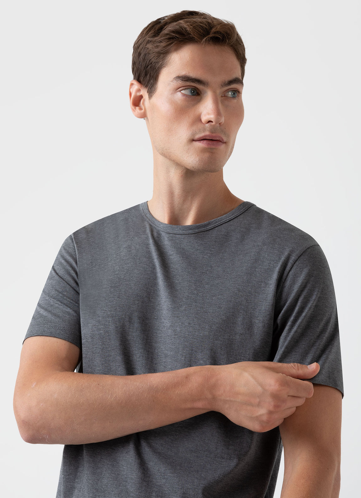 Men's Classic T-shirt in Charcoal Melange | Sunspel