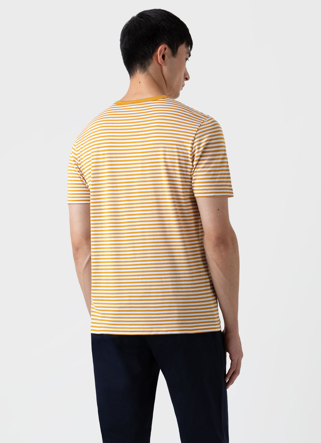 Men's Classic T-shirt in White/Cider English Stripe