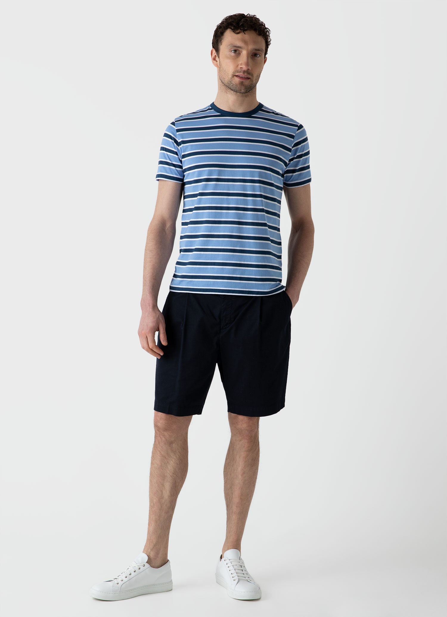 Men's Classic T-shirt in Coast/Cool Blue Holiday Stripe