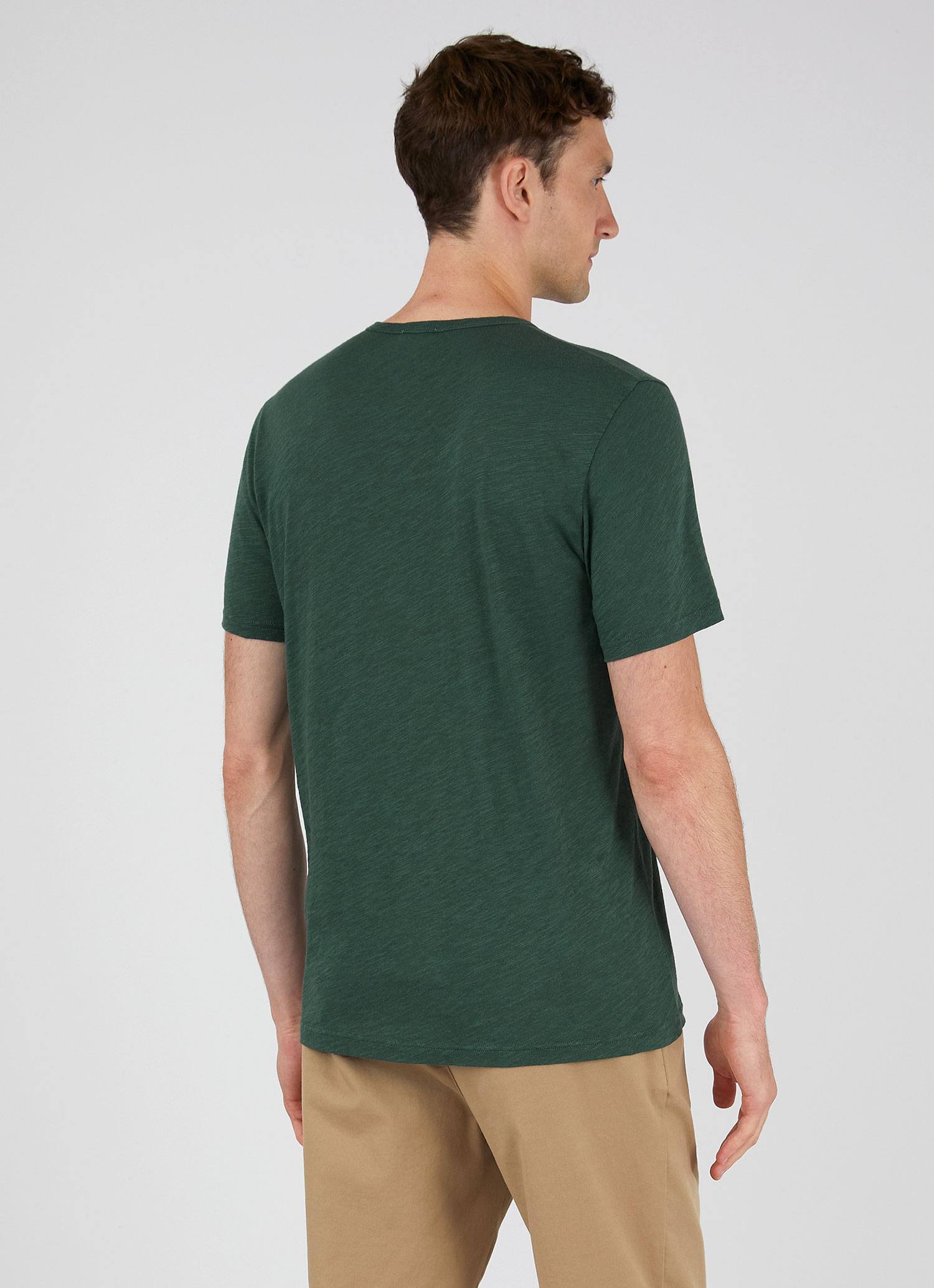 Men's Cotton Linen T-shirt in Deep Green