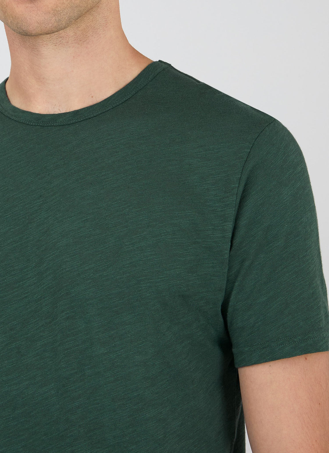 Men's Cotton Linen T-shirt in Deep Green
