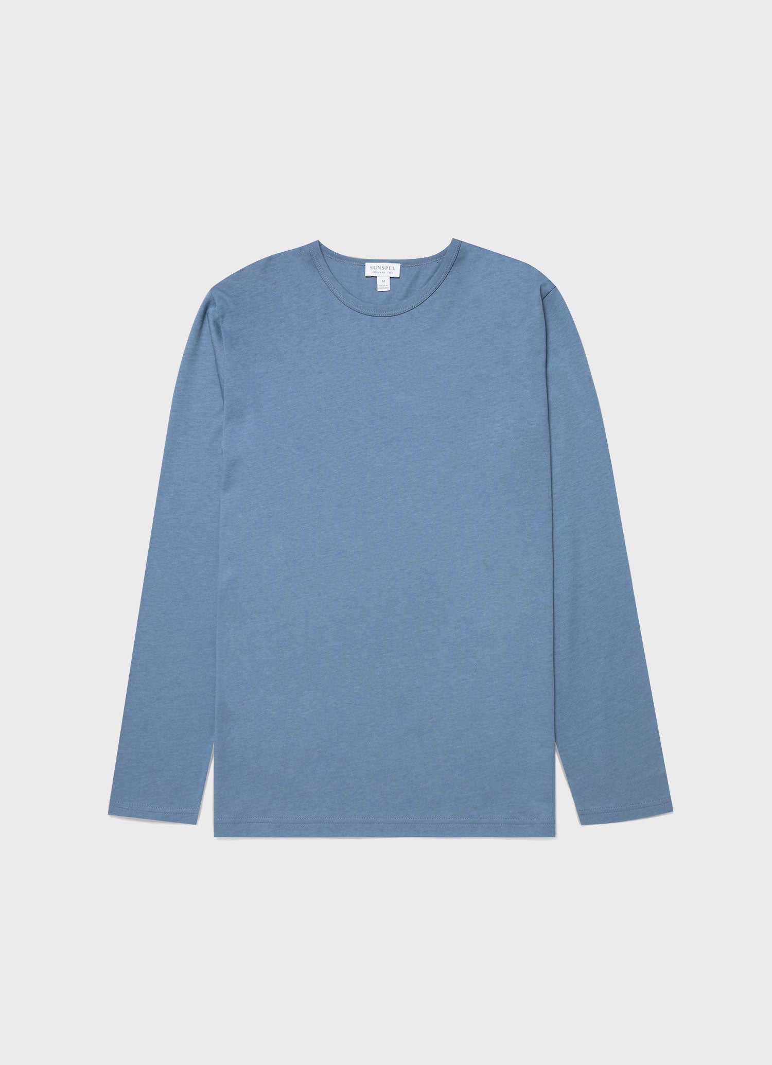 Men's Long Sleeve Cotton Modal Lounge T-shirt in Bluestone | Sunspel