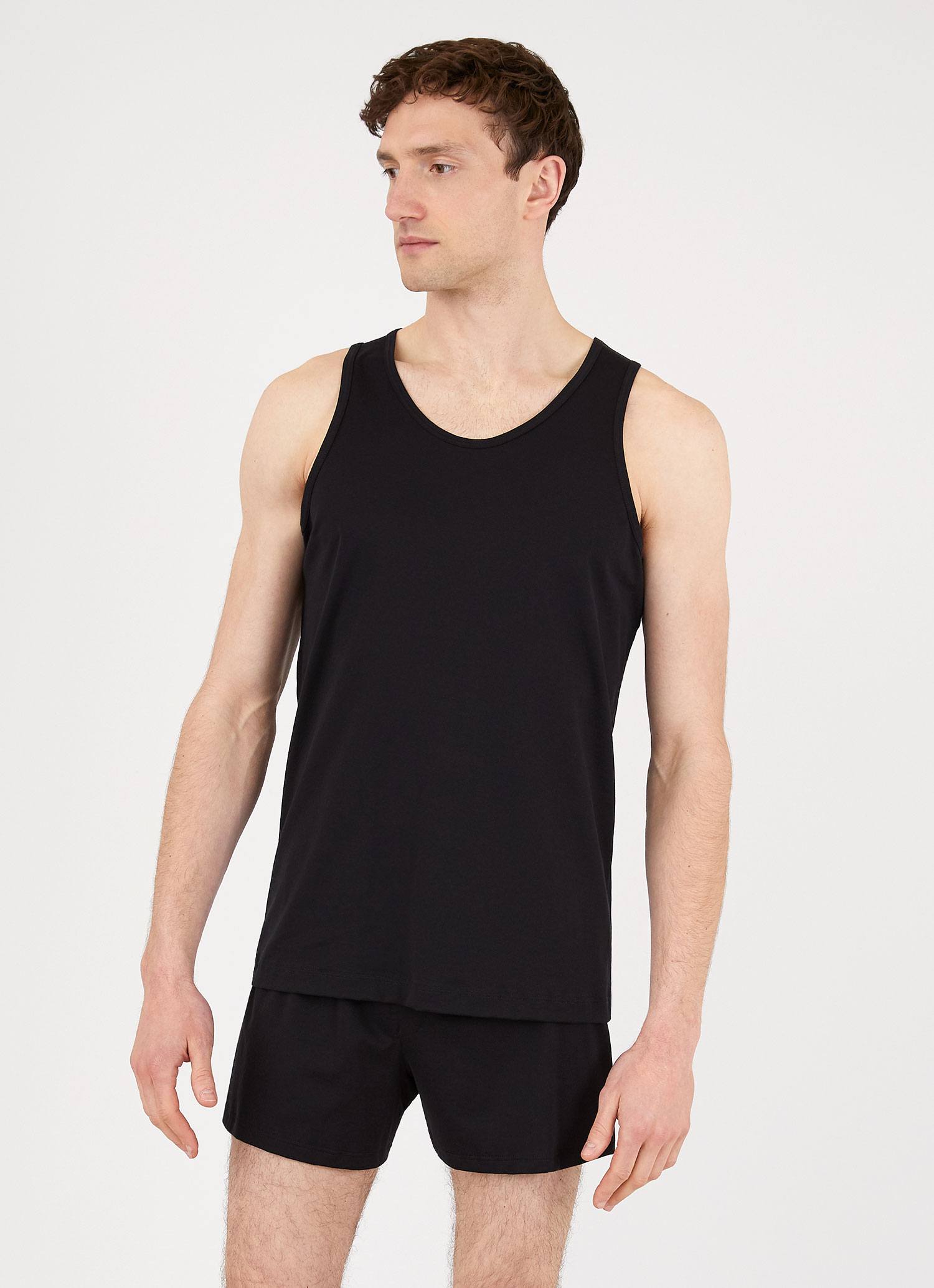 Men's Superfine Cotton Underwear Vest in Black