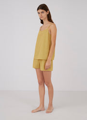 Women's Cotton Cami in Plant Geo Mustard