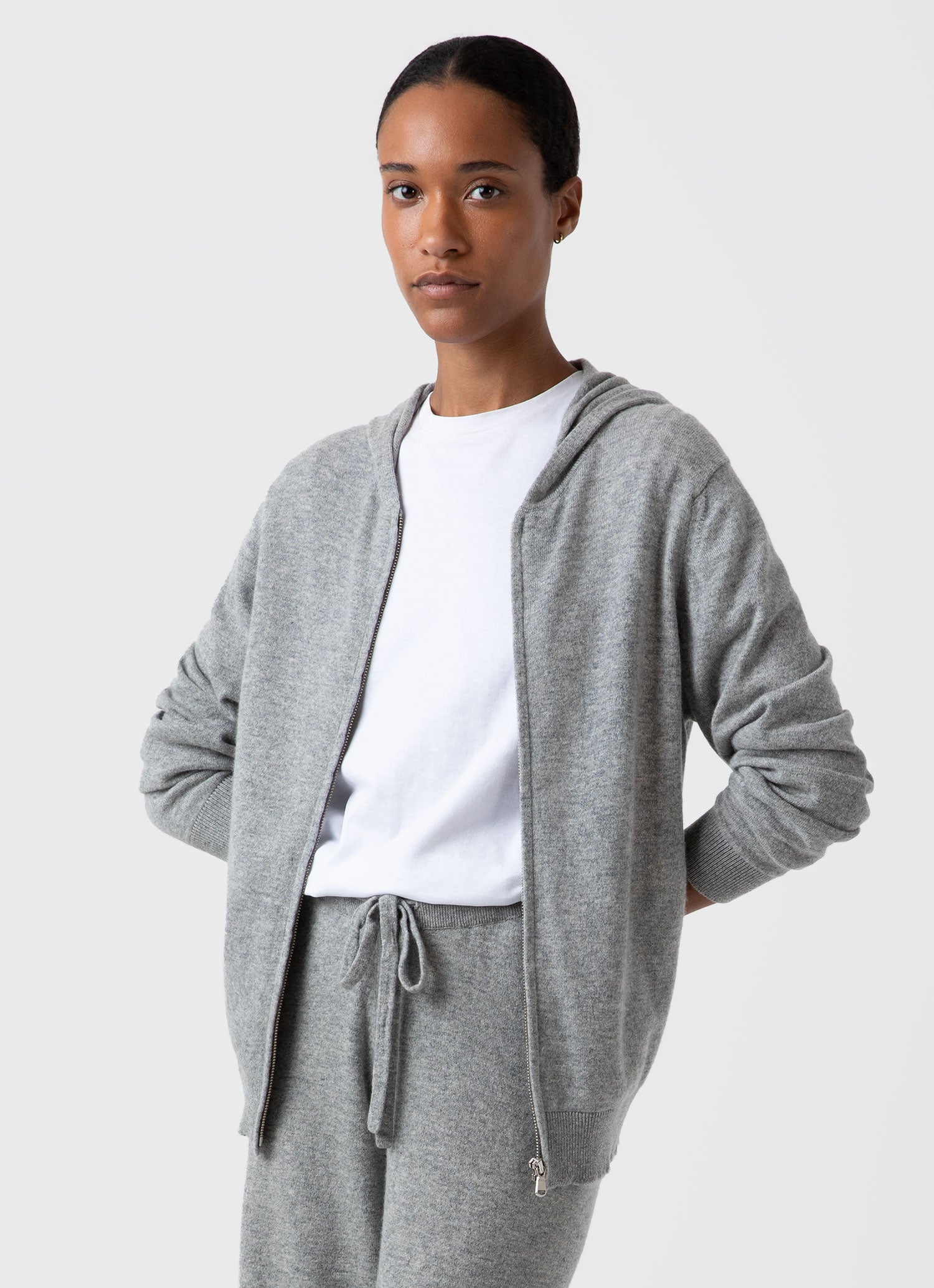 Grey cashmere hoodie womens outlet