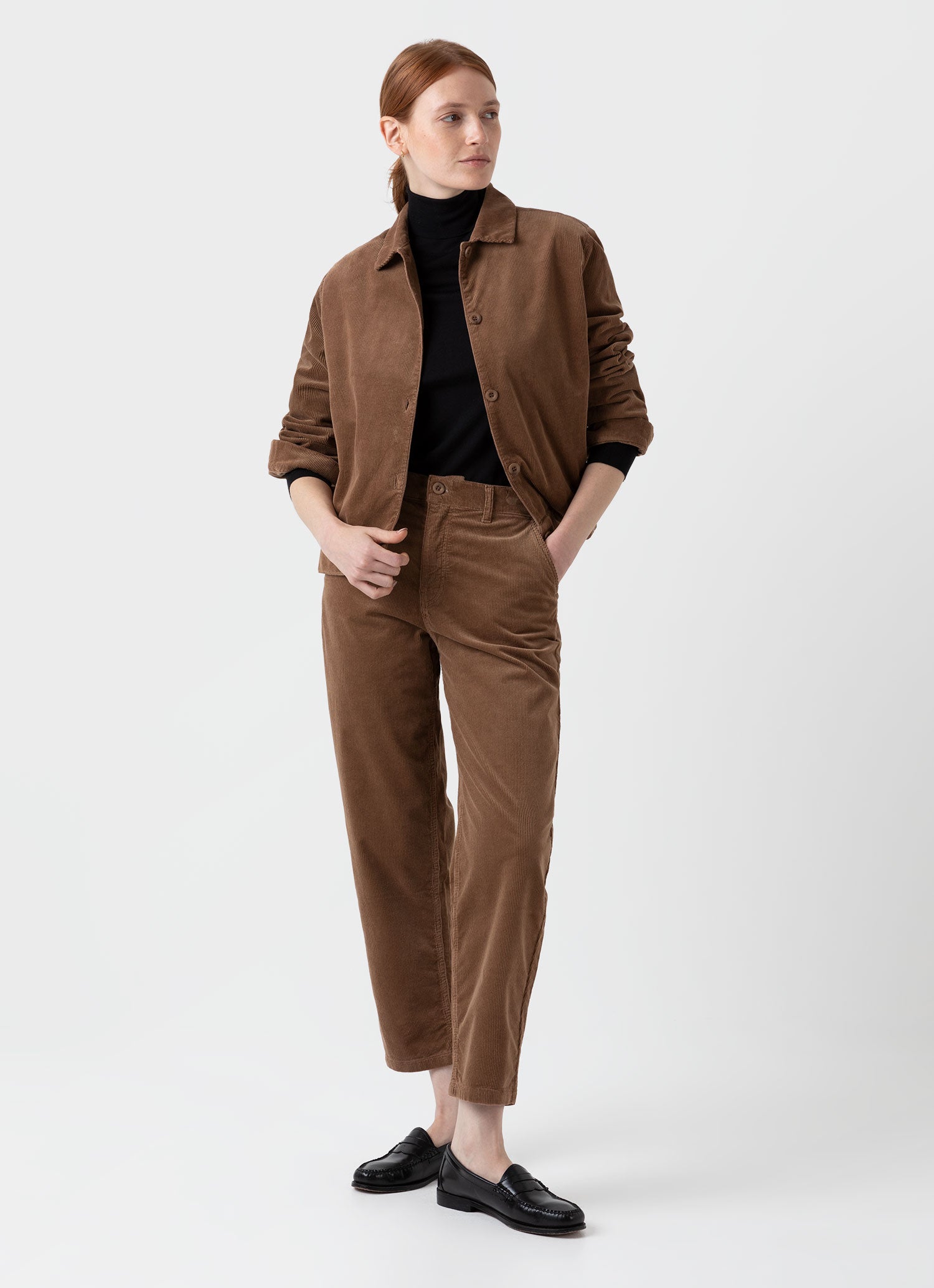 Women's Corduroy Trouser in Dark Camel