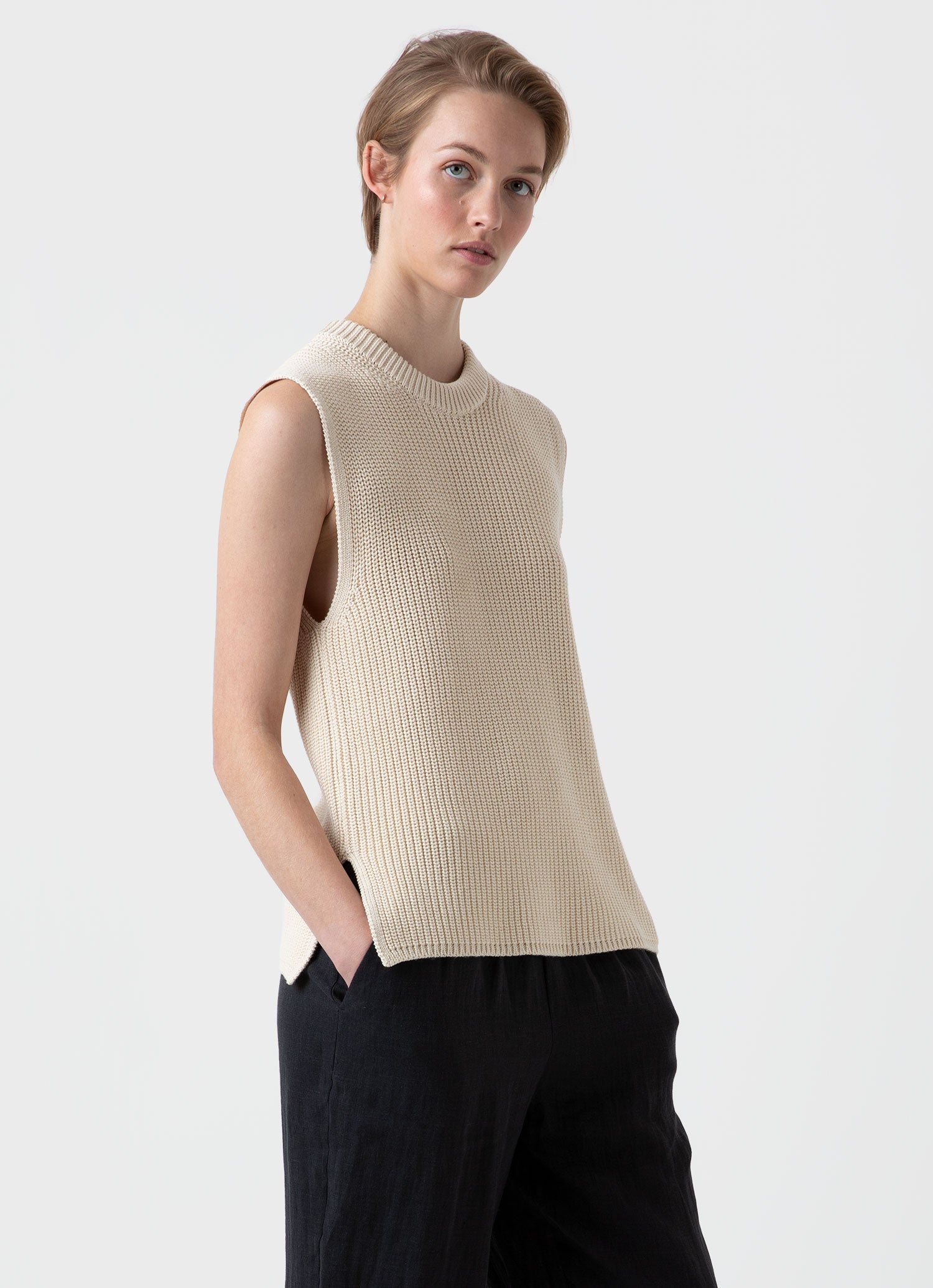 Ladies sleeveless jumper hotsell