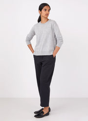 Women's Cashmere Crew Neck Jumper in Grey Melange