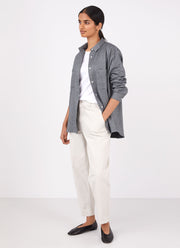 Women's Oversized Flannel Shirt in Mid Grey Melange