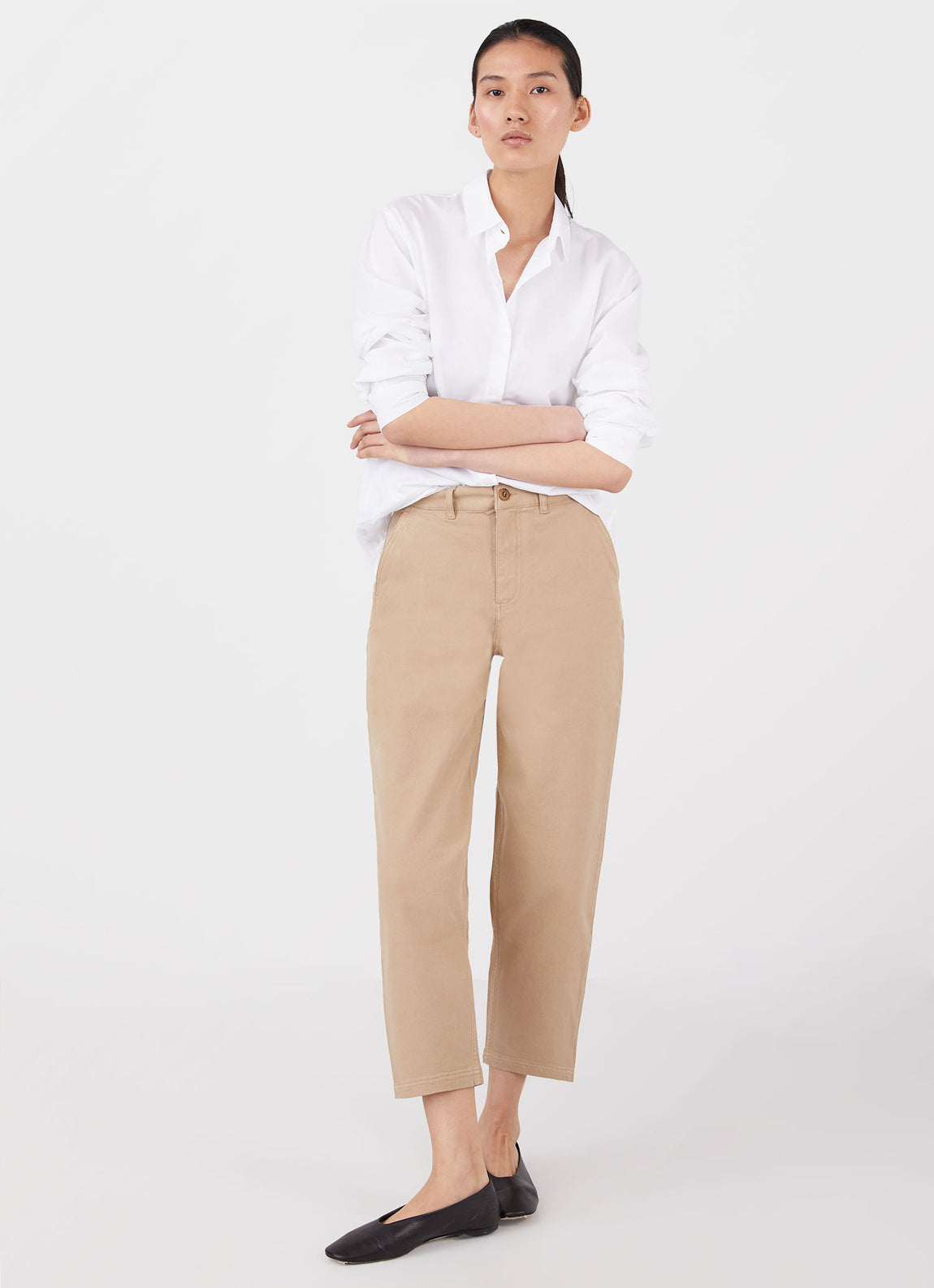 Women's Cotton Tapered Trouser in Stone