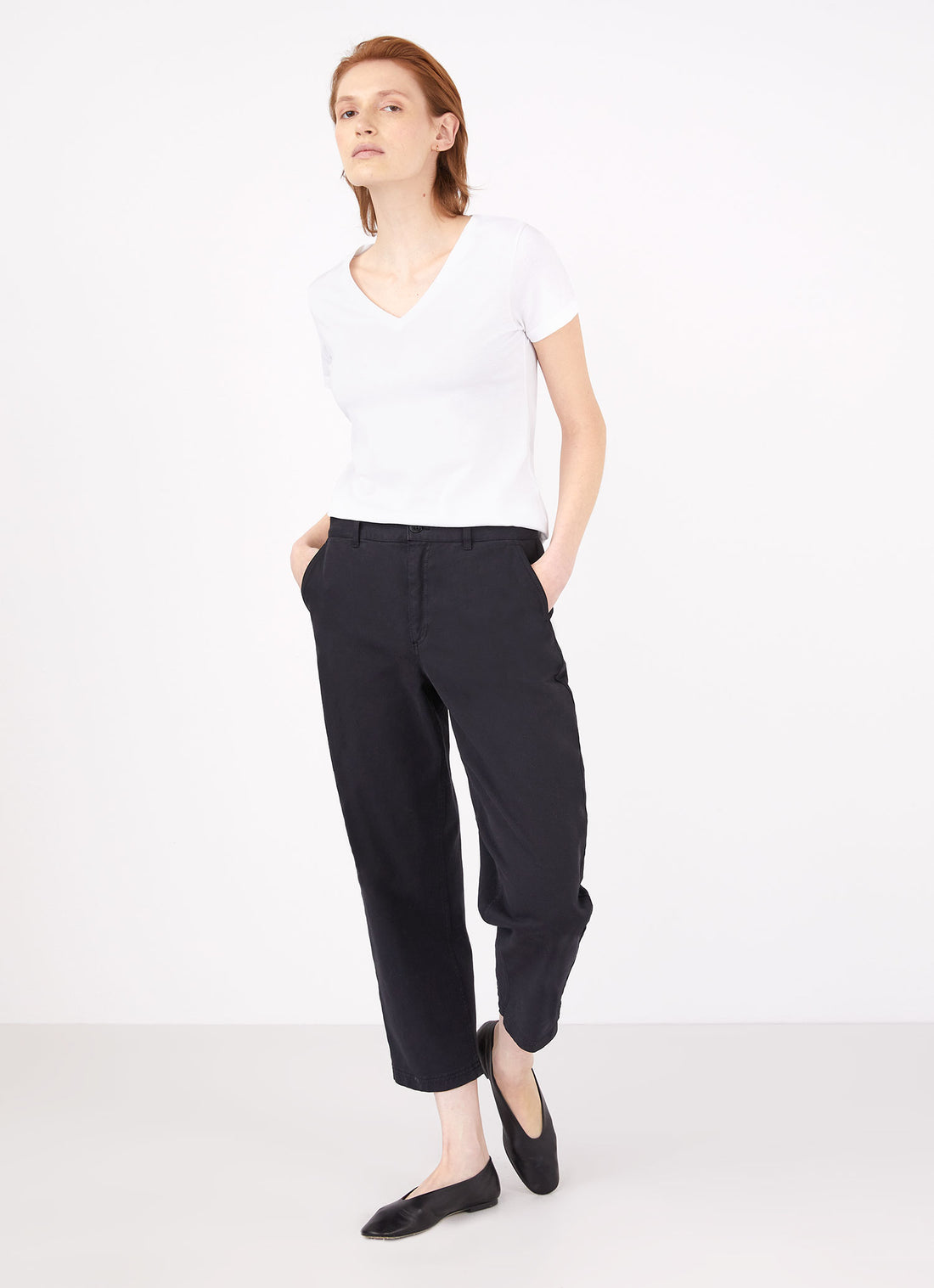 Women's V-neck T-shirt in White