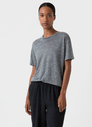 Women's Linen T-shirt in Mid Grey Melange