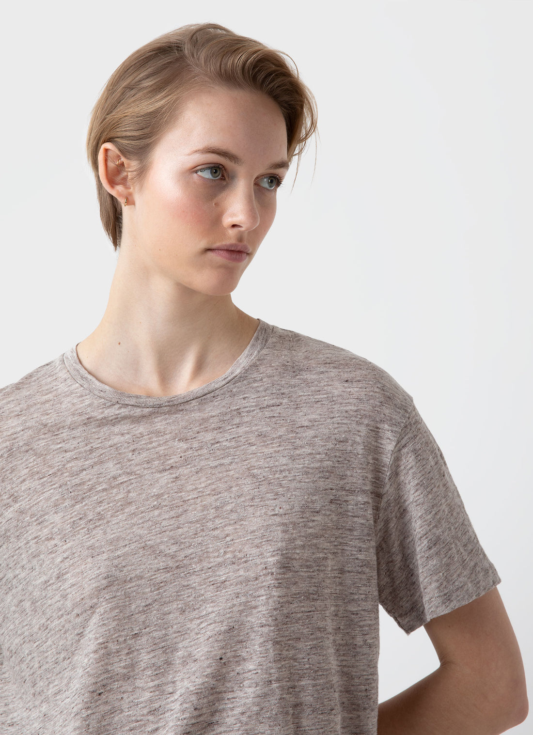 Women's Linen T-shirt in Oatmeal Melange