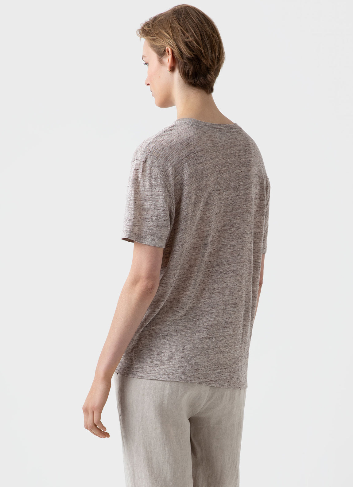 Women's Linen T-shirt in Oatmeal Melange